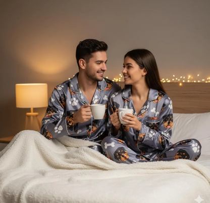 Personalized Dog Pet Face Satin Pajamas Set, Custom Pet Face Pajamas, Pet Portrait Pajamas Set, Custom Cat Photo Pajamas, Pet Photo Pajamas