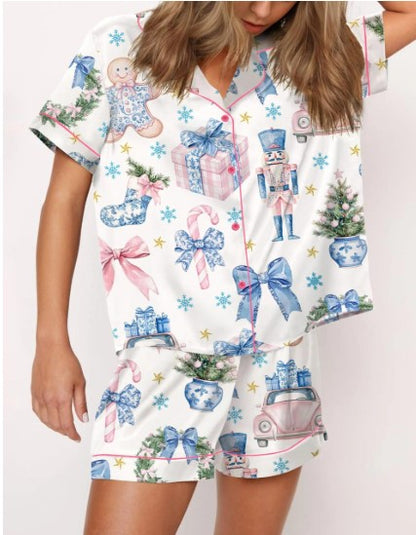 Coquette Chinoiserie Christmas Satin Pajama Set