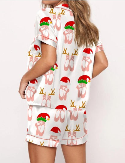 Christmas Ballet Shoes Satin Pajama Set