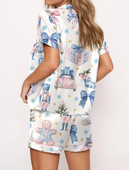 Coquette Chinoiserie Christmas Satin Pajama Set