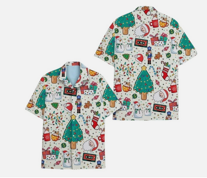 Christmas Hawaiian Shirt Men Women Youth, Holiday Shirt Button Down