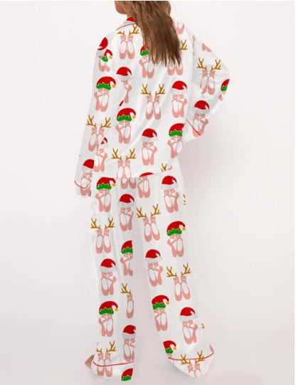 Christmas Ballet Shoes Satin Pajama Set