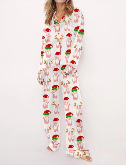 Christmas Ballet Shoes Satin Pajama Set