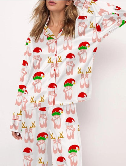 Christmas Ballet Shoes Satin Pajama Set