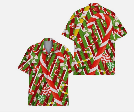 Candy Cane Christmas Hawaiian Shirt Men Women Youth