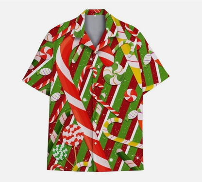 Candy Cane Christmas Hawaiian Shirt Men Women Youth