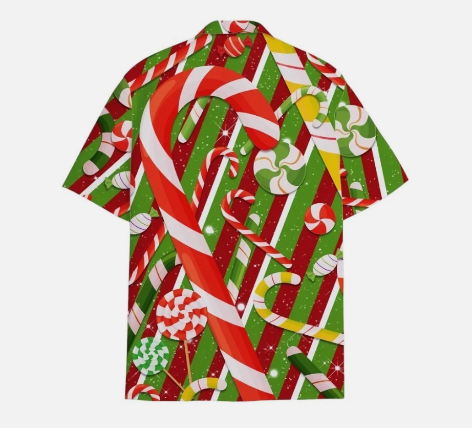 Candy Cane Christmas Hawaiian Shirt Men Women Youth