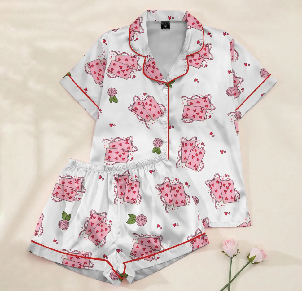 Valentine Dachshund Dog Satin Pajamas, Dachshund Dog PJs For The Family, Cute Animal Pajamas, Couple PJs For Pet Lovers