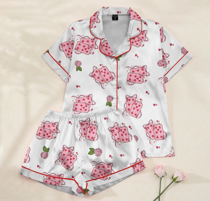 Valentine Dachshund Dog Satin Pajamas, Dachshund Dog PJs For The Family, Cute Animal Pajamas, Couple PJs For Pet Lovers