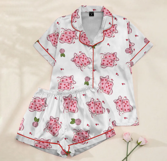 Valentine Dachshund Dog Satin Pajamas, Dachshund Dog PJs For The Family, Cute Animal Pajamas, Couple PJs For Pet Lovers