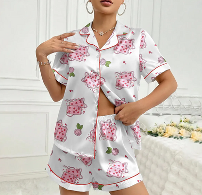 Valentine Dachshund Dog Satin Pajamas, Dachshund Dog PJs For The Family, Cute Animal Pajamas, Couple PJs For Pet Lovers