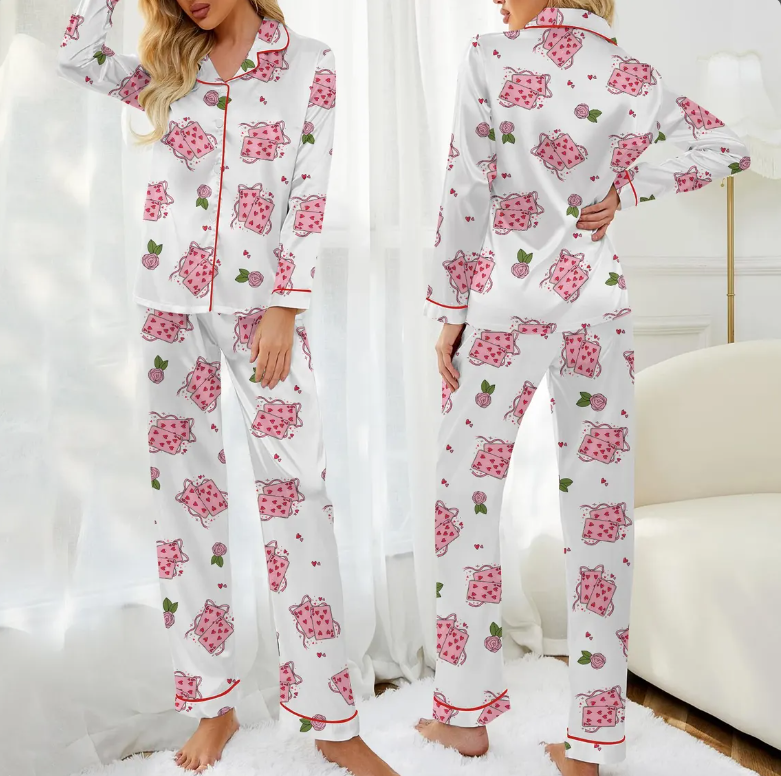 Valentine Dachshund Dog Satin Pajamas, Dachshund Dog PJs For The Family, Cute Animal Pajamas, Couple PJs For Pet Lovers