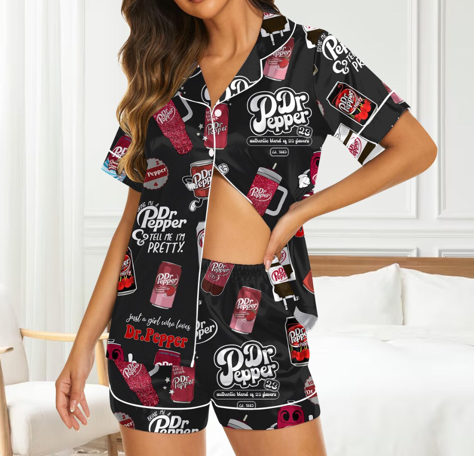 Dr Pepper Pajamas Set, Cute Cola Sleepwear Set, Soft Holiday Pajama Set, Fun Drink Lover Loungewear, Retro Coke Pajamas Set For Family