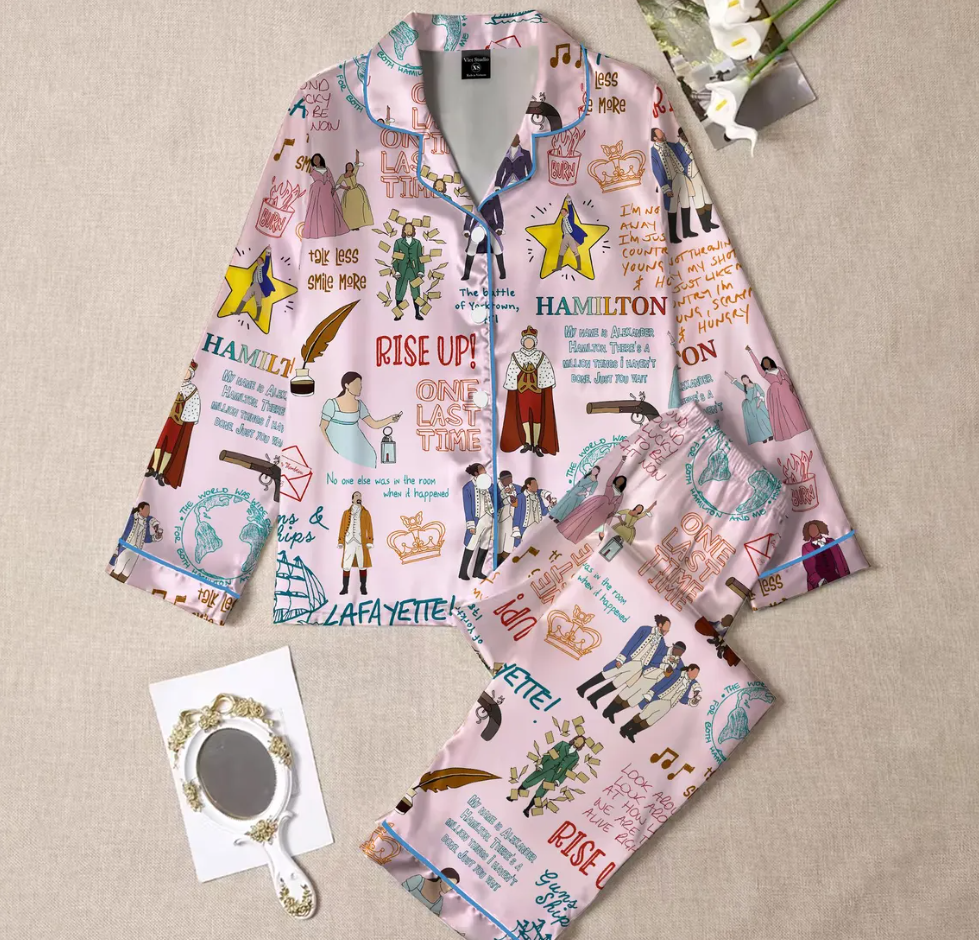 Hamilton Musical Short Satin Pajamas, Broadway Theater Pajamas, Musical Sleepwear, Alexander Hamilton Pajamas Set, Hamilton Fan Gift