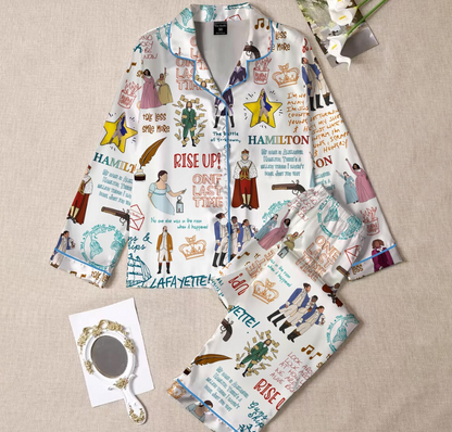 Hamilton Musical Short Satin Pajamas, Broadway Theater Pajamas, Musical Sleepwear, Alexander Hamilton Pajamas Set, Hamilton Fan Gift