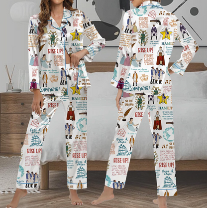 Hamilton Musical Short Satin Pajamas, Broadway Theater Pajamas, Musical Sleepwear, Alexander Hamilton Pajamas Set, Hamilton Fan Gift