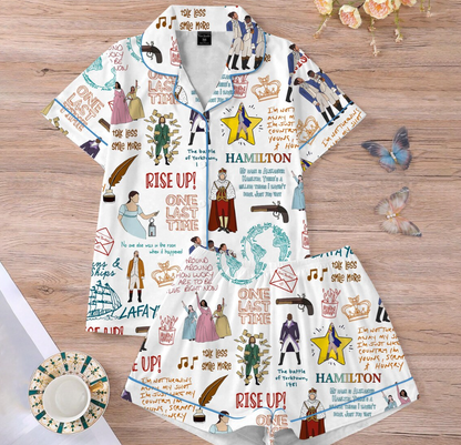 Hamilton Musical Short Satin Pajamas, Broadway Theater Pajamas, Musical Sleepwear, Alexander Hamilton Pajamas Set, Hamilton Fan Gift