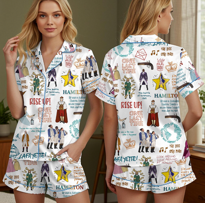 Hamilton Musical Short Satin Pajamas, Broadway Theater Pajamas, Musical Sleepwear, Alexander Hamilton Pajamas Set, Hamilton Fan Gift