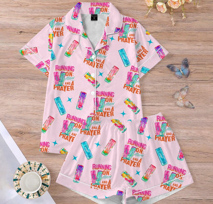 Running On Alani and Chaos Pajamas Set for Women, Coquette Alani Pjs, Funny Energy Drink Pajamas, Chaos Coordinator Pjs, Mental Health Pjs