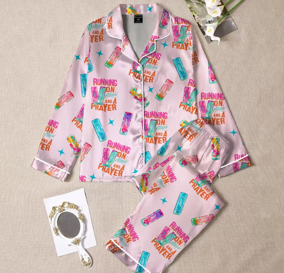 Running On Alani and Chaos Pajamas Set for Women, Coquette Alani Pjs, Funny Energy Drink Pajamas, Chaos Coordinator Pjs, Mental Health Pjs