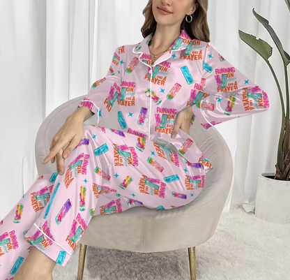 Running On Alani and Chaos Pajamas Set for Women, Coquette Alani Pjs, Funny Energy Drink Pajamas, Chaos Coordinator Pjs, Mental Health Pjs