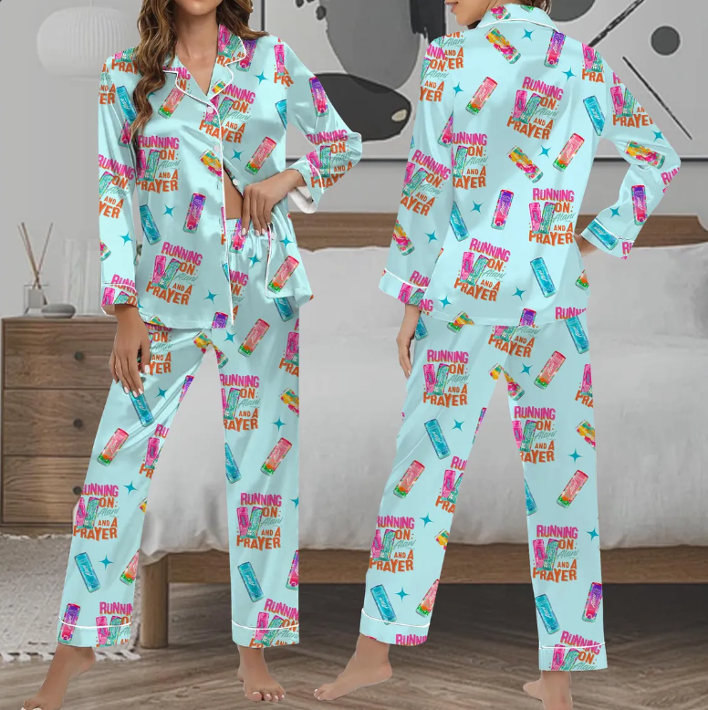 Running On Alani and Chaos Pajamas Set for Women, Coquette Alani Pjs, Funny Energy Drink Pajamas, Chaos Coordinator Pjs, Mental Health Pjs
