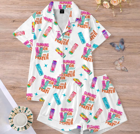Running On Alani and Chaos Pajamas Set for Women, Coquette Alani Pjs, Funny Energy Drink Pajamas, Chaos Coordinator Pjs, Mental Health Pjs