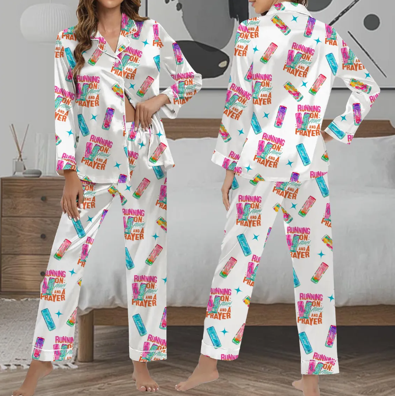 Running On Alani and Chaos Pajamas Set for Women, Coquette Alani Pjs, Funny Energy Drink Pajamas, Chaos Coordinator Pjs, Mental Health Pjs