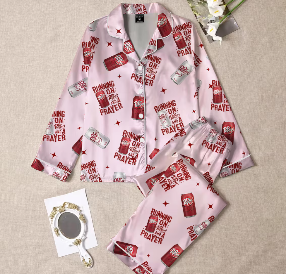 Dr Pepper Pajamas Set, Cute Cola Sleepwear Set, Soft Holiday Pajama Set, Fun Drink Lover Loungewear, Retro Coke Pajamas Set For Family