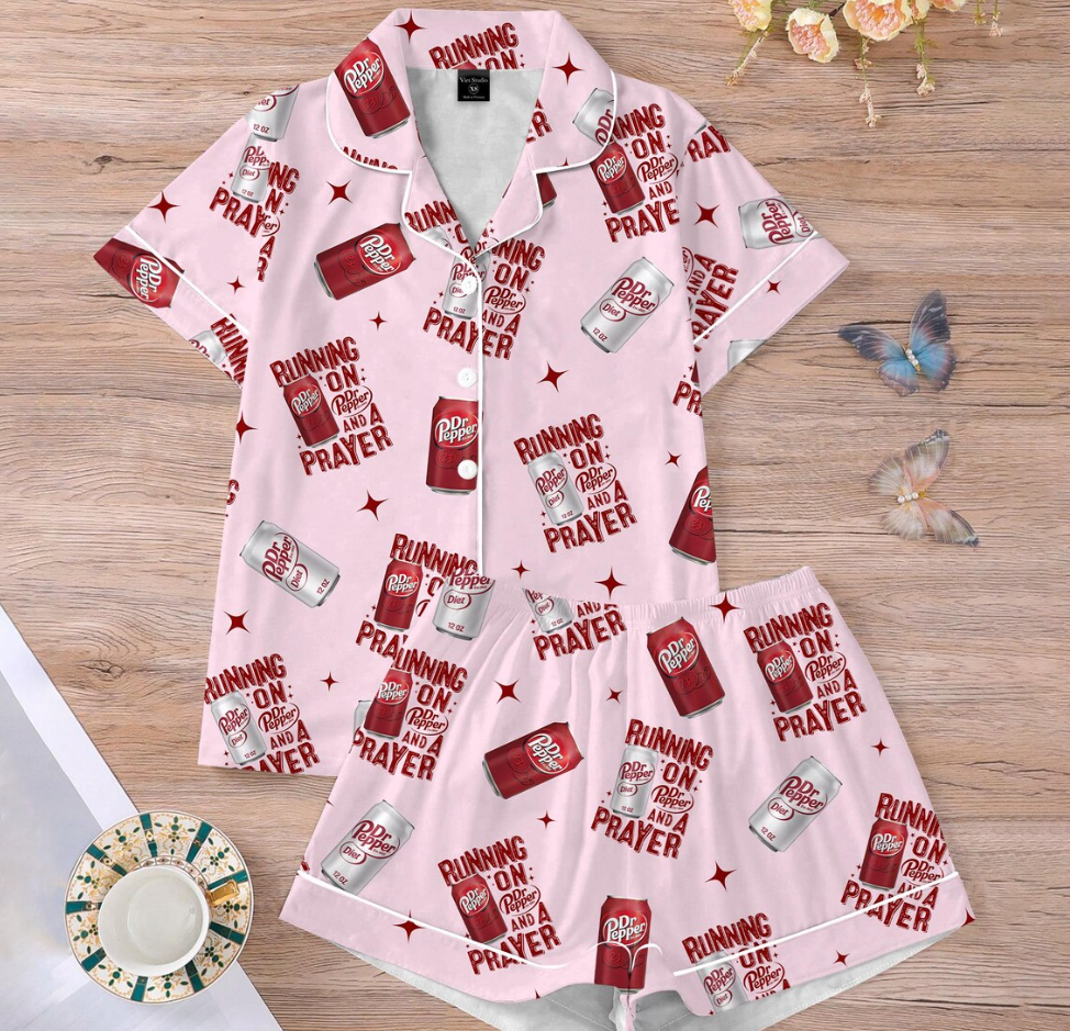 Dr Pepper Pajamas Set, Cute Cola Sleepwear Set, Soft Holiday Pajama Set, Fun Drink Lover Loungewear, Retro Coke Pajamas Set For Family