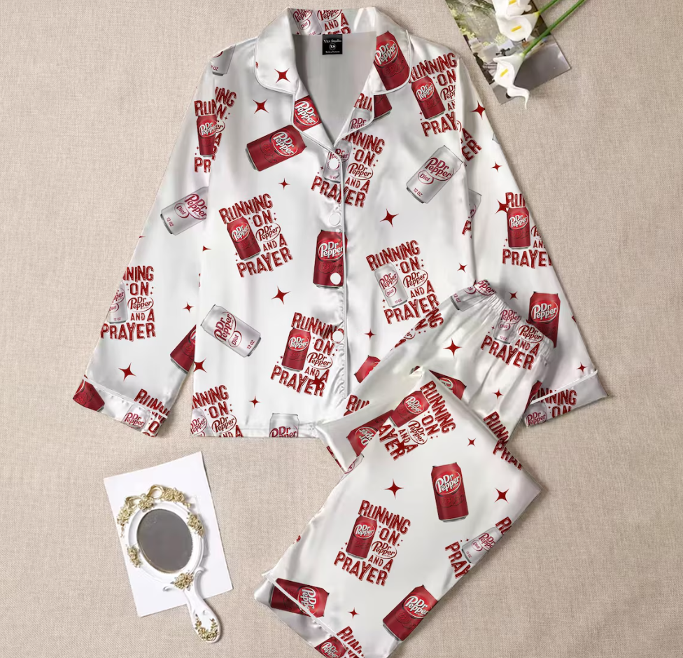 Dr Pepper Pajamas Set, Cute Cola Sleepwear Set, Soft Holiday Pajama Set, Fun Drink Lover Loungewear, Retro Coke Pajamas Set For Family