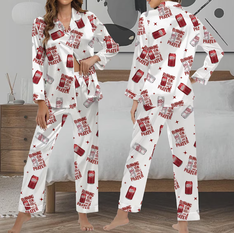 Dr Pepper Pajamas Set, Cute Cola Sleepwear Set, Soft Holiday Pajama Set, Fun Drink Lover Loungewear, Retro Coke Pajamas Set For Family