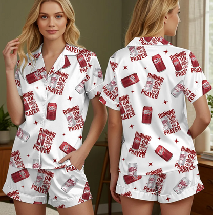 Dr Pepper Pajamas Set, Cute Cola Sleepwear Set, Soft Holiday Pajama Set, Fun Drink Lover Loungewear, Retro Coke Pajamas Set For Family