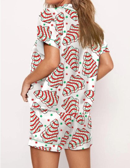 Christmas Tree Cakes Silky Satin Pajama Set
