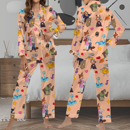 Disneyland Zootopia Nick Wilde Pajamas Set for Women, Judy Hopps and Nick Wilde Pajamas Set, Zootopia 2 2025, Disneyland Family Trip 2025