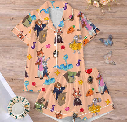 Disneyland Zootopia Nick Wilde Pajamas Set for Women, Judy Hopps and Nick Wilde Pajamas Set, Zootopia 2 2025, Disneyland Family Trip 2025