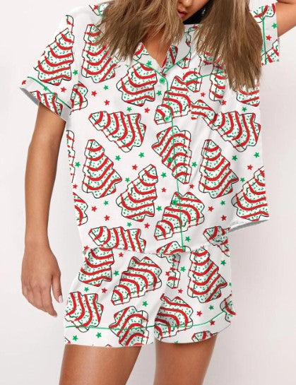 Christmas Tree Cakes Silky Satin Pajama Set