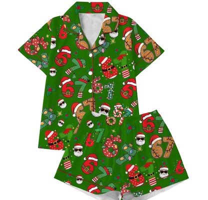 Meme '6 7' Six Seven Christmas Slang Meme For Kids & Adults, Personalized Pajama Set, Six Seven Meme Sweater, Merry Christmas Set, Christmas