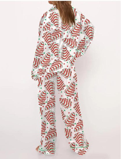 Christmas Tree Cakes Silky Satin Pajama Set