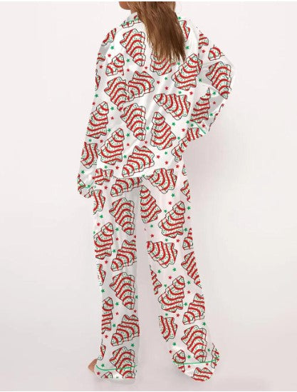 Christmas Tree Cakes Silky Satin Pajama Set