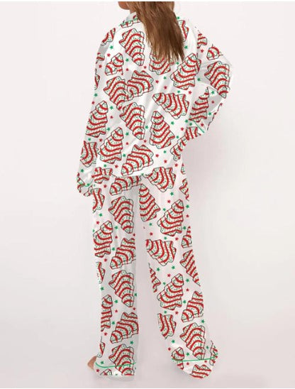 Christmas Tree Cakes Silky Satin Pajama Set
