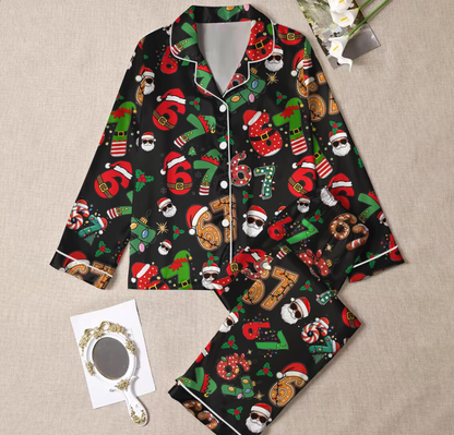 Meme '6 7' Six Seven Christmas Slang Meme For Kids & Adults, Personalized Pajama Set, Six Seven Meme Sweater, Merry Christmas Set, Christmas