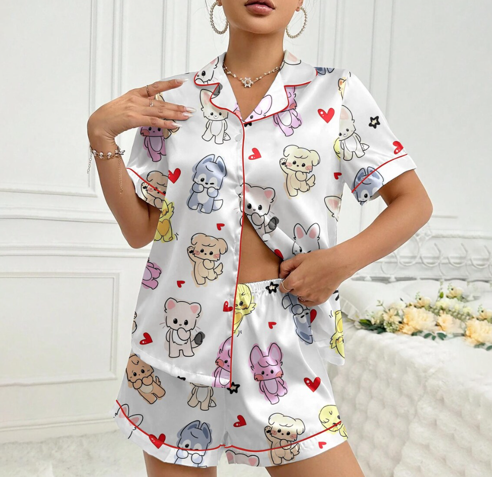 Kawaii Stray Kids SKZoo Pajama Set, Stray Kids Domin ATE World Tour 2025 Sleepwear, SKZ Merch, Stray Kids Kpop Pajamas, Kpop Merch Pjs