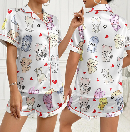 Kawaii Stray Kids SKZoo Pajama Set, Stray Kids Domin ATE World Tour 2025 Sleepwear, SKZ Merch, Stray Kids Kpop Pajamas, Kpop Merch Pjs
