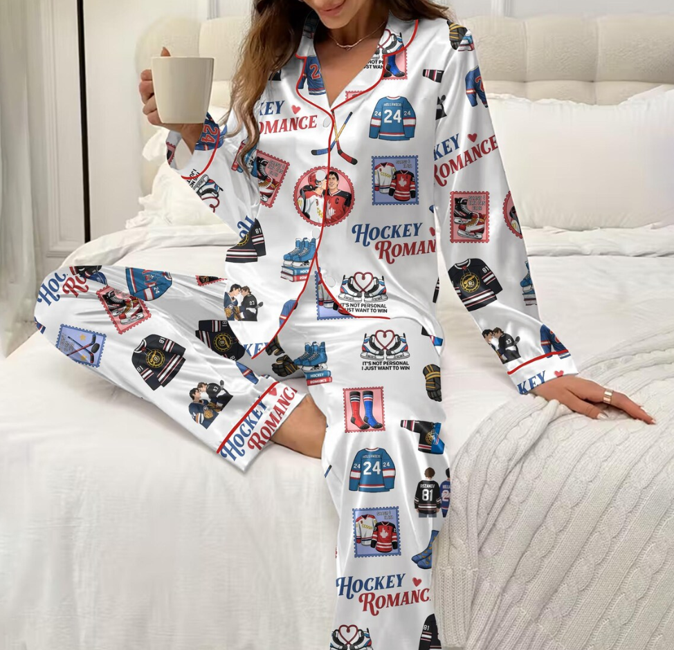 Heated Rivalry & Hollanov Inspired Satin Pajama, LGBT Hockey Romance, Heated Rivalry Fan Gift, Movie Inspired Pajama