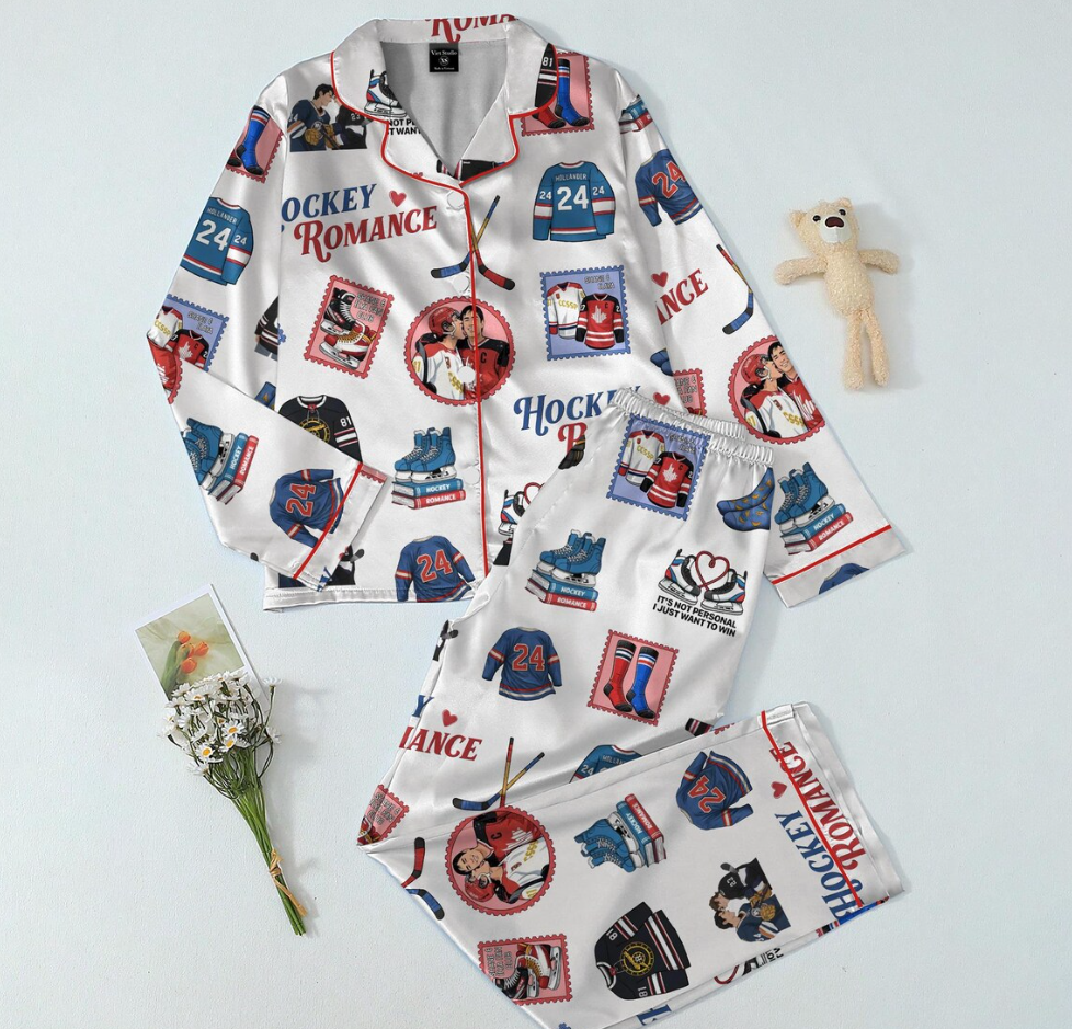 Heated Rivalry & Hollanov Inspired Satin Pajama, LGBT Hockey Romance, Heated Rivalry Fan Gift, Movie Inspired Pajama