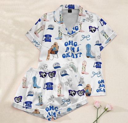 M0rgan WaIIen “Am I Okay” Musical Broadway Satin Pajama Set, M0rgan Fan Souvenir Gift Pajamas, Xmas Sleepwear for Fans