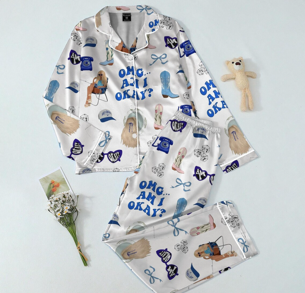 M0rgan WaIIen “Am I Okay” Musical Broadway Satin Pajama Set, M0rgan Fan Souvenir Gift Pajamas, Xmas Sleepwear for Fans