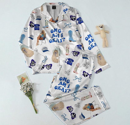 M0rgan WaIIen “Am I Okay” Musical Broadway Satin Pajama Set, M0rgan Fan Souvenir Gift Pajamas, Xmas Sleepwear for Fans