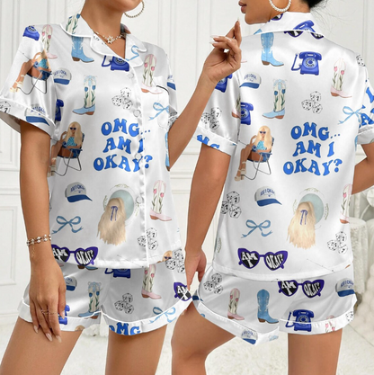 M0rgan WaIIen “Am I Okay” Musical Broadway Satin Pajama Set, M0rgan Fan Souvenir Gift Pajamas, Xmas Sleepwear for Fans